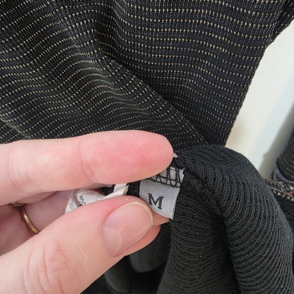 Able Black Thermal Aztec Multicolor Cuff Grunge Casual Sweater Shirt Size Medium - Picture 6 of 8